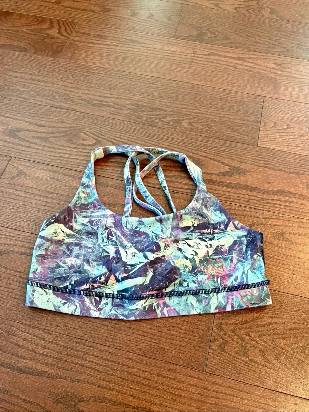Vintage Lululemon Multicolor Marble-Print Strappy Sports Bra